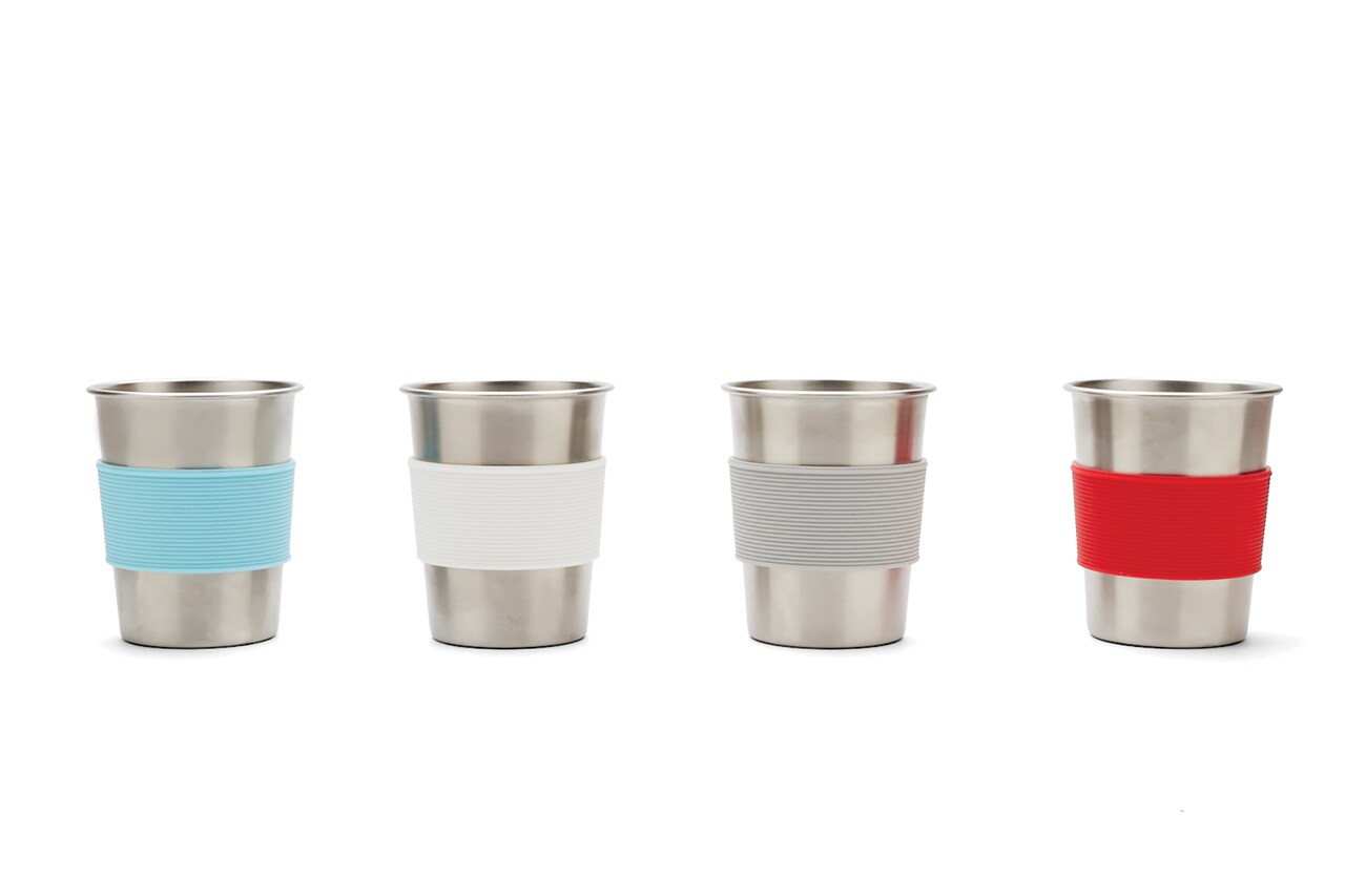 Multicolor Kids Stainless Steel Cup with Silicone Sleeve Set of 4